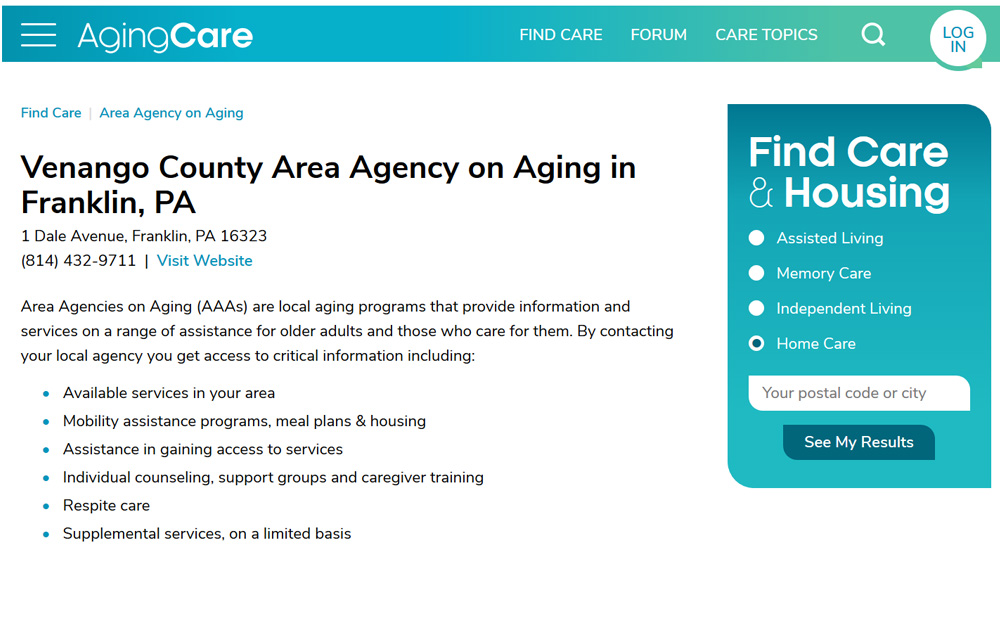 Venango County Area Agency on Aging graphics